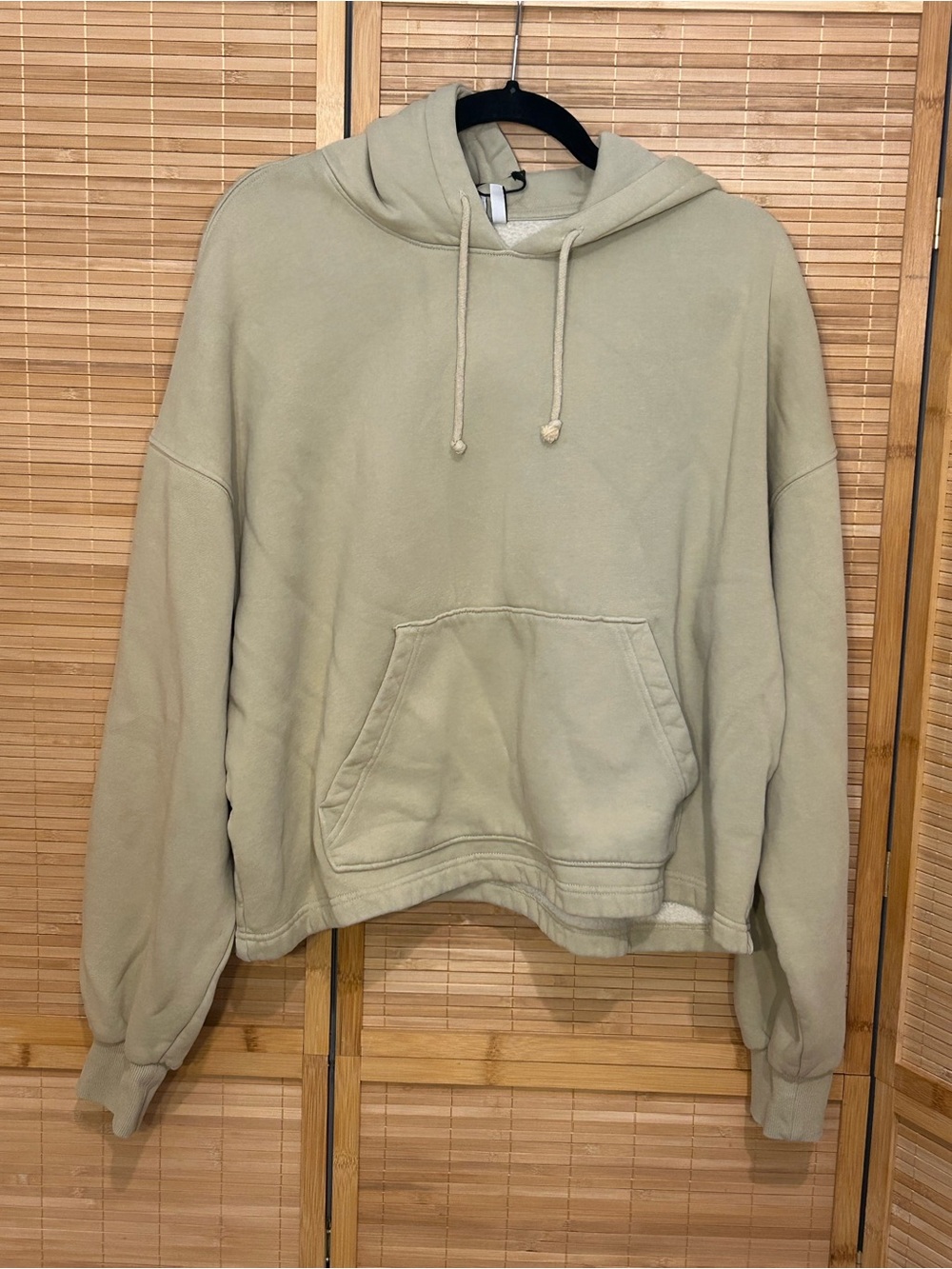 Weekday square oversized hoodie hooded sweatshirt khaki green woman’s small